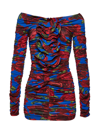 MAGDA BUTRYM LONG SLEEVE FLORAL MINI DRESS BLUE AND RED