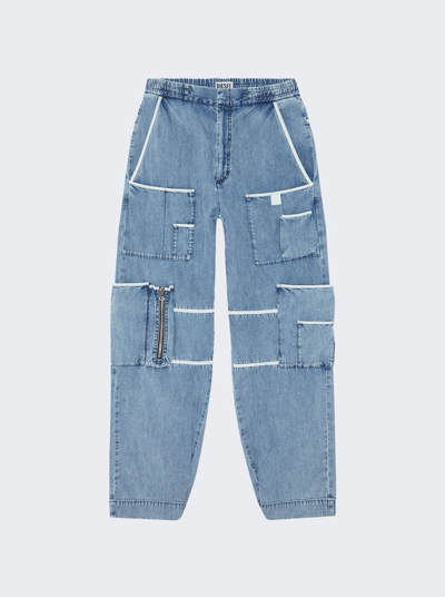 Diesel Denim Cargo Trousers In Indigo Blue