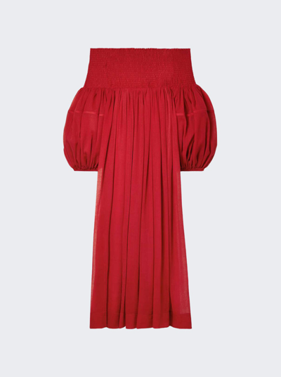 Chloé Off-shoulder Wool Dress In Red Crush