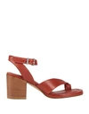Lemaré Woman Toe Strap Sandals Brick Red Size 7 Soft Leather