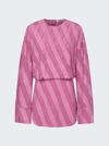Attico Striped Long Sleeve Dress In Mauve