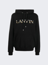 Lanvin Embroidered-logo Pouch-pocket Hoodie In Black