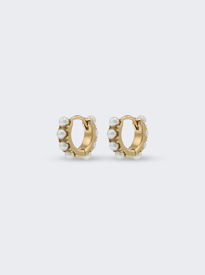 Rosa De La Cruz 18kt Gold And Pearl Mini Hoop Earring