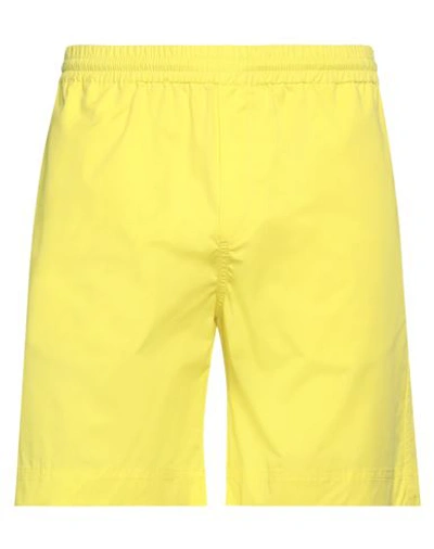 Msgm Man Shorts & Bermuda Shorts Yellow Size 36 Cotton, Elastane