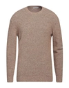 Kangra Cashmere Kangra Man Sweater Light Brown Size 46 Alpaca Wool, Cotton, Polyamide, Wool, Elastane In Beige