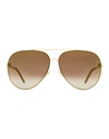 Jimmy Choo Aviator Gray/s Sunglasses Woman Sunglasses Gold Size 63 Metal, Acetate