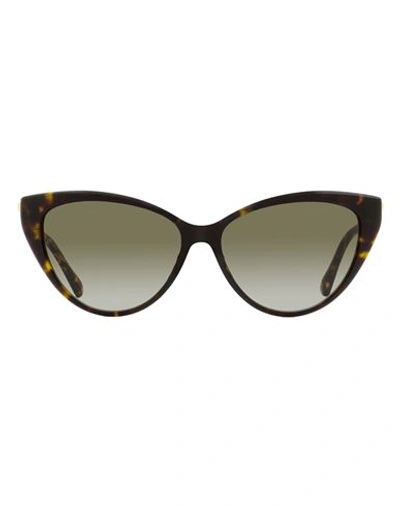 Jimmy Choo Cat Eye Val Sunglasses Woman Sunglasses Brown Size 57 Acetate, Metal