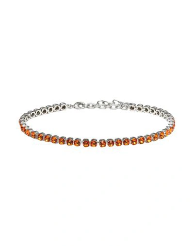 Amina Muaddi Woman Ankle Bracelet Orange Size - Crystal, Metal