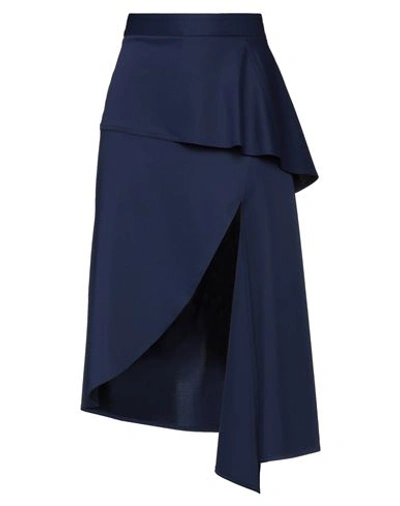 Jw Anderson Woman Midi Skirt Midnight Blue Size 4 Polyester, Elastane In Blue