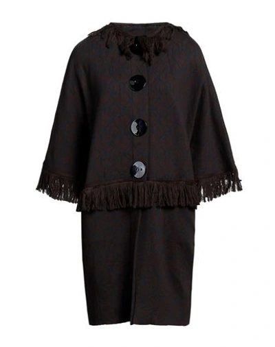 Charlott Woman Overcoat Dark Brown Size S Cotton
