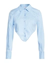 Motel Woman Shirt Light Blue Size M Cotton, Nylon, Elastane