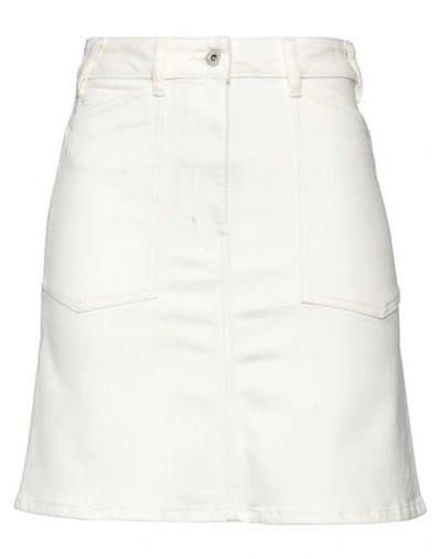 Kenzo Woman Denim Skirt Ivory Size 26 Cotton, Elastane In White