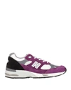 NEW BALANCE NEW BALANCE 991 WOMAN SNEAKERS DEEP PURPLE SIZE 8 SOFT LEATHER, TEXTILE FIBERS