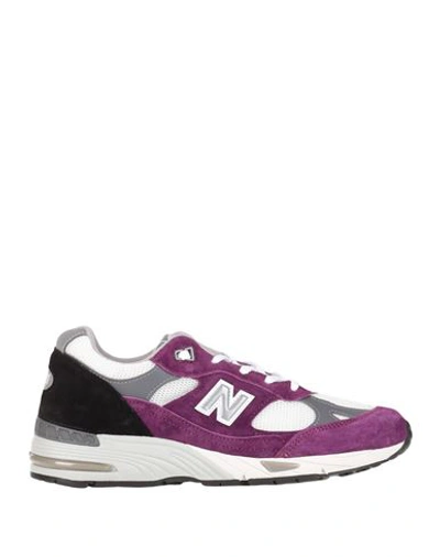 New Balance 991 Woman Sneakers Deep Purple Size 8 Soft Leather, Textile Fibers