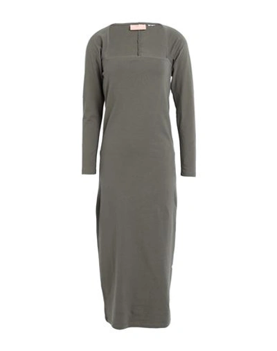 Jjxx By Jack & Jones Woman Midi Dress Military Green Size M Cotton, Elastane