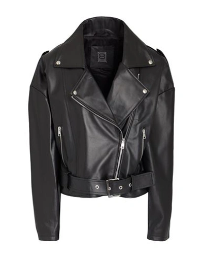 8 By Yoox Leather Oversize Boxy Biker Jacket Woman Jacket Black Size 12 Lambskin
