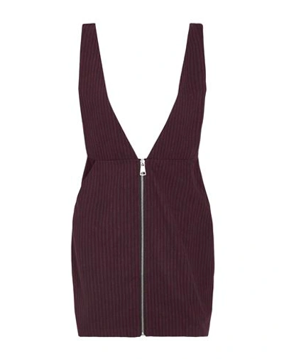 8 By Yoox Front-zip Pinafore Mini Dress Woman Short Dress Burgundy Size 12 Cotton In Red