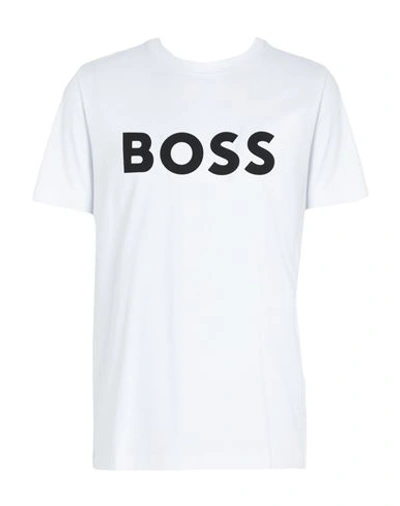 HUGO BOSS BOSS MAN T-SHIRT WHITE SIZE L COTTON, ELASTANE