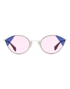 Fendi Cat Eye Ff0342s Sunglasses Woman Sunglasses Silver Size 51 Metal, Acetate