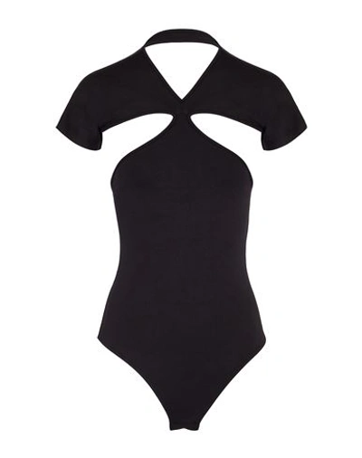 8 By Yoox Cut-out Open Back Bodysuit Woman Bodysuit Black Size Xxl Recycled Polyamide, Elastane
