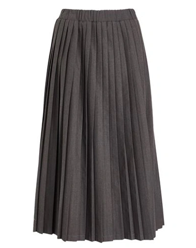 8 By Yoox Pleated Stretch Skirt Woman Midi Skirt Steel Grey Size 12 Polyester, Viscose, Elastane
