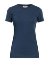 Motel Woman T-shirt Navy Blue Size Onesize Cotton In Blue
