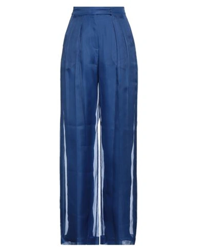 Max Mara Woman Pants Blue Size 6 Silk In Blue