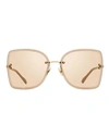 Jimmy Choo Square Aliana Sunglasses Woman Sunglasses Gold Size 59 Metal
