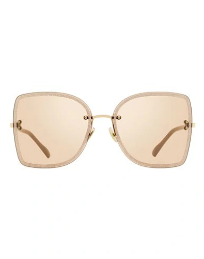 JIMMY CHOO JIMMY CHOO JIMMY CHOO SQUARE LETI SUNGLASSES WOMAN SUNGLASSES GOLD SIZE 62 METAL, ACETATE