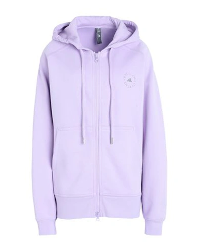 Adidas By Stella Mccartney Asmc Fz Hoodie Woman Sweatshirt Lilac Size Xs Organic Cotton, Recycled Po In Purple