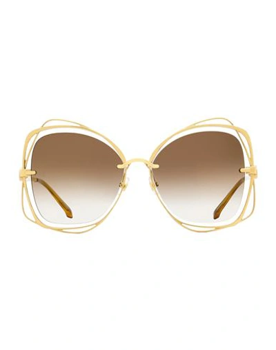 Elie Saab Halo Es043/s Sunglasses Woman Sunglasses Brown Size 59 Metal, Acetate