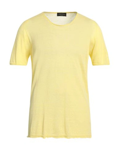 Roberto Collina Man T-shirt Yellow Size 40 Cotton