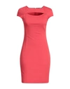 Patrizia Pepe Woman Mini Dress Coral Size 4 Cotton, Polyester, Elastane In Red