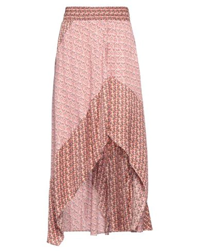 Maje Woman Midi Skirt Blush Size 10 Viscose In Pink