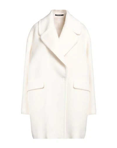 Tagliatore 02-05 Woman Coat Ivory Size 12 Alpaca Wool, Virgin Wool In White