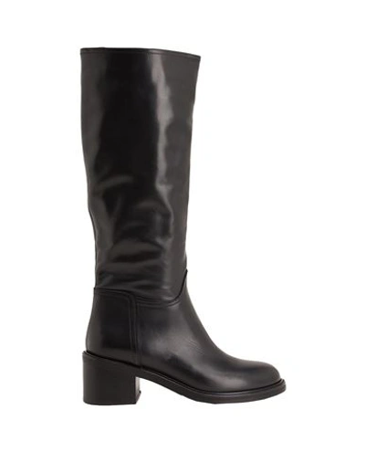 8 By Yoox Splitleather Round-toe High Boot Woman Knee Boots Black Size 11 Calfskin