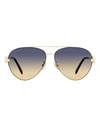 Omega Pilot Om0031h Sunglasses Woman Sunglasses Blue Size 61 Metal, Acetate