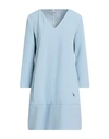 Dondup Woman Mini Dress Sky Blue Size 10 Polyester, Elastane