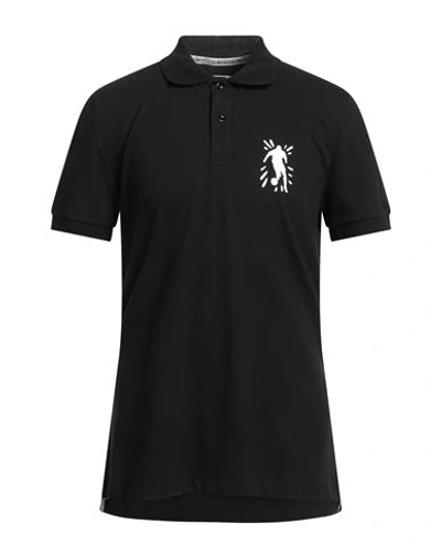 Bikkembergs Man Polo Shirt Black Size M Cotton, Elastane