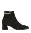 La Canadienne Andrea Suede Chain Ankle Booties In Black
