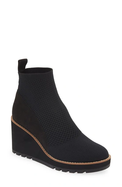 Eileen Fisher Quill Stretch Knit Wedge Booties In Black
