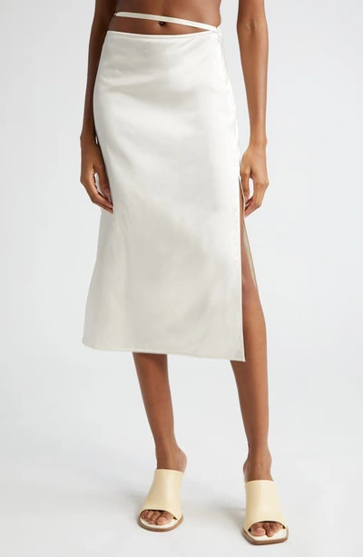 Jacquemus La Jupe Notte Stretch Satin Midi Skirt In White