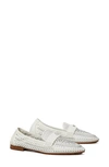 Tory Burch Women's Woven Leather Ballet Loafers In Purity / Silver