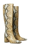 Tory Burch Python Print Embossed Leather Boot In Multi
