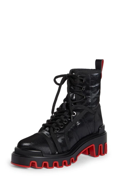 Christian Louboutin Panaroot Dune Donna Red Lug Sole Boots In Black