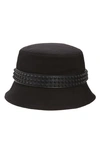 Christian Louboutin Bobino Spikes Leather-trimmed Cotton-canvas Bucket Hat In Black/ Black/ Black