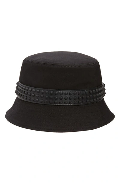 Christian Louboutin Bobino Spike Band Cotton Bucket Hat In Black