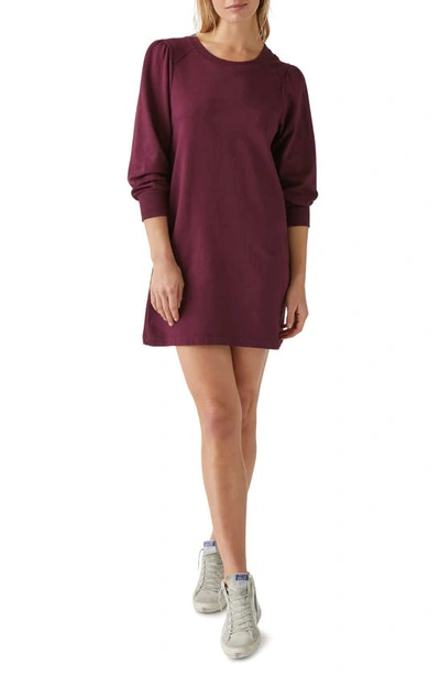 Michael Stars Veronica Terry Puff Sleeve Dress In Plum