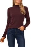 Cece Women's Mock Neck Long Sleeve Sweater In Dark Cocoa