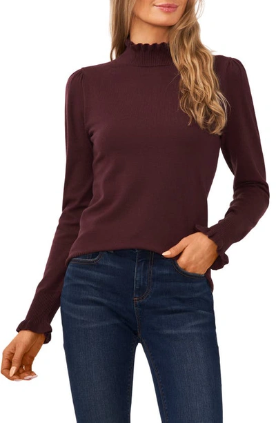 Cece Women's Mock Neck Long Sleeve Sweater In Dark Cocoa